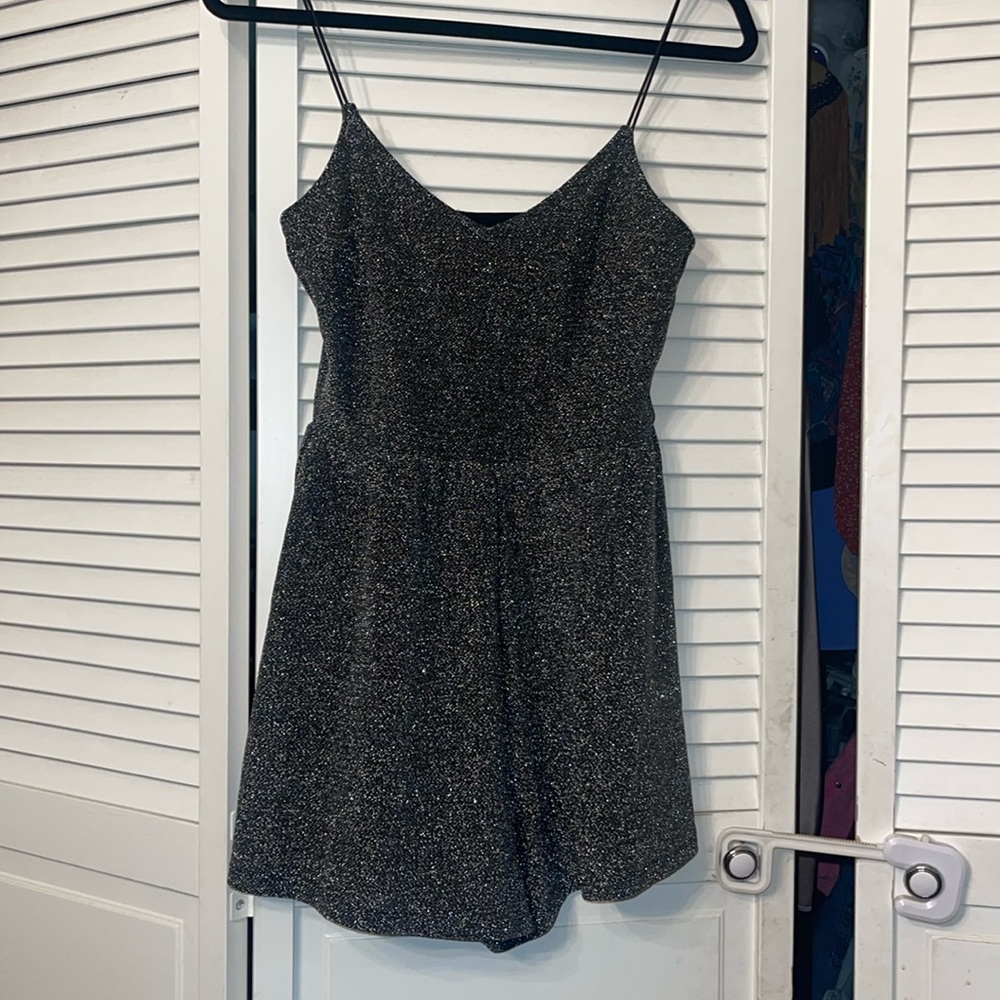 NWT Divided Silver Metallic Romper 70s disco lame party festival party
